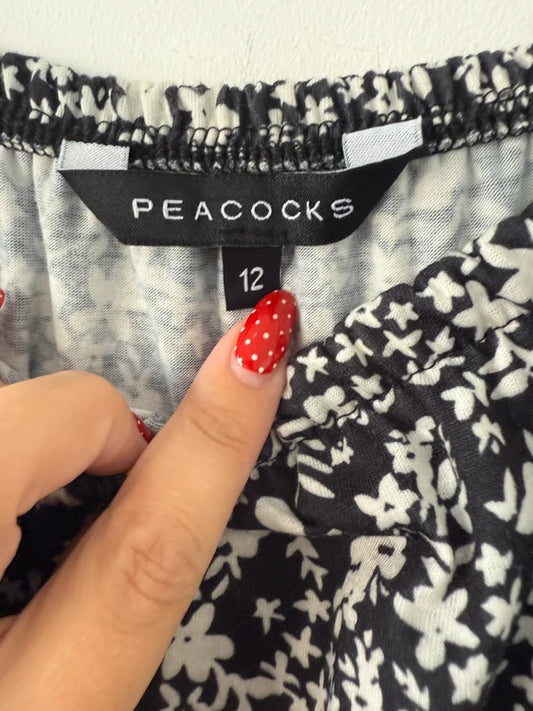 Peacocks Black and White Floral Print Jumpsuit, photo 2 of 5