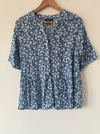 Primark Blue Floral Peplum Shirt Top, preloved