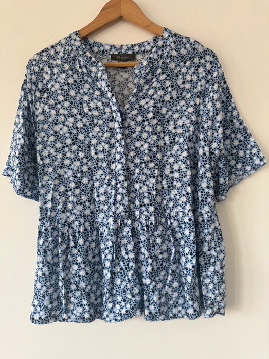 Primark Blue Floral Peplum Shirt Top, photo 2 of 5
