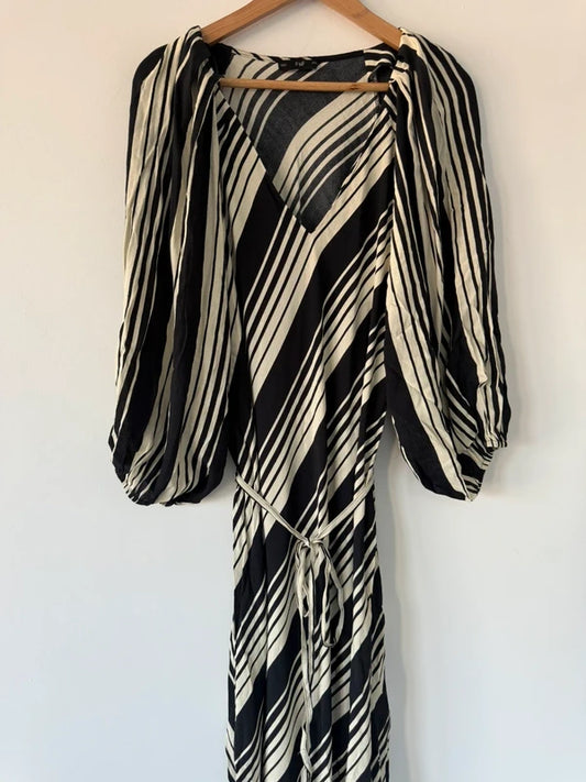 F&F Black and Cream Striped Dress, photo 2 of 3