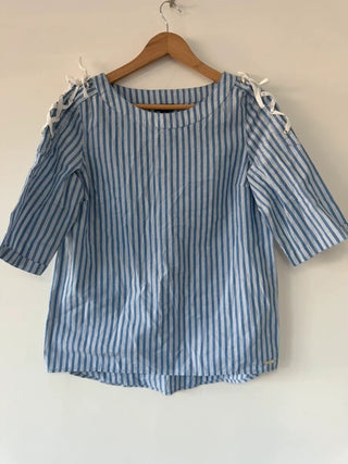 U.S Polo Striped Blue Shirt Blouse, preloved