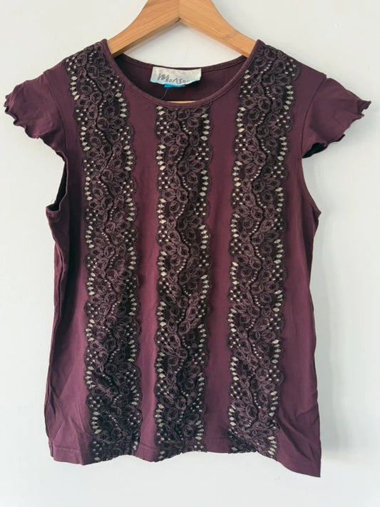 Monsoon Old Label Y2k Style Burgundy Lace Top, photo 2 of 4