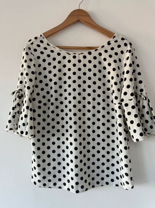Polka Dot Blouse White and Black, photo 2 of 5