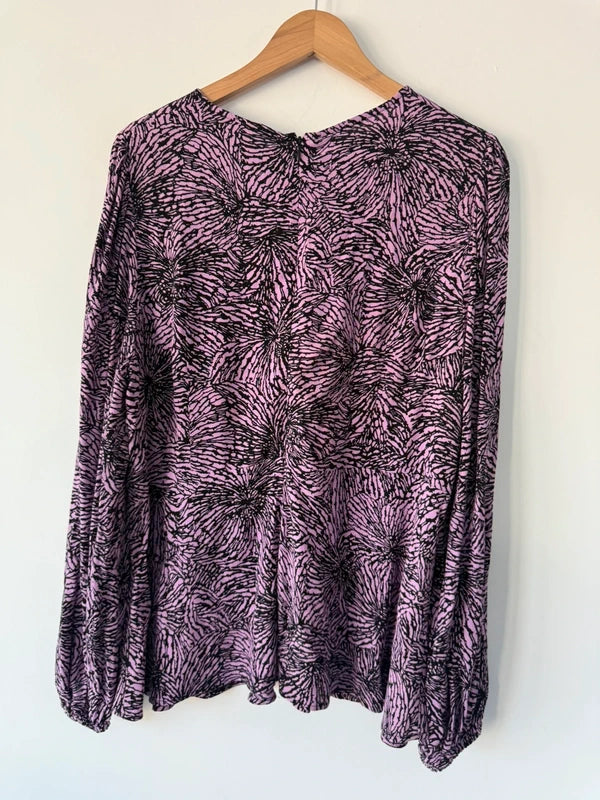 M&S Purple and Black Patterned Blouse, photo 5 of 5