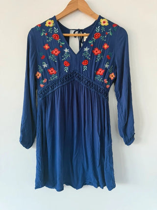 En Crème Blue Floral Summer Dress, preloved