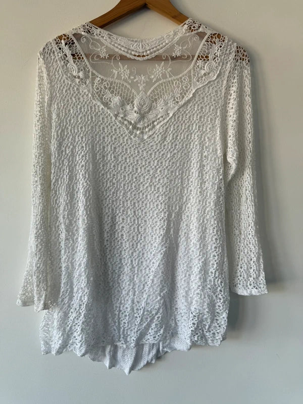 White Crochet Style Top, photo 5 of 5