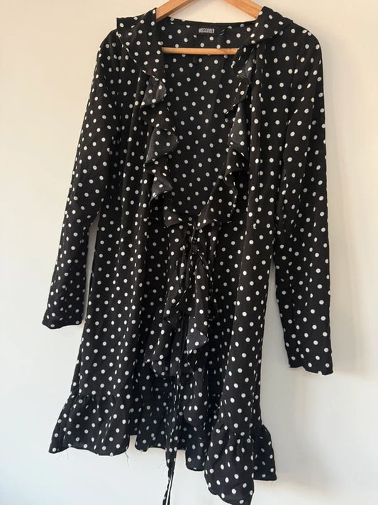 Missguided Black and White Polka Dot Wrap Dress, photo 2 of 5