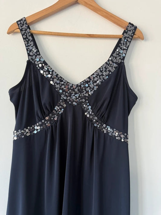 Simply Be Navy Blue Sequin Detailed Dress, photo 2 of 5