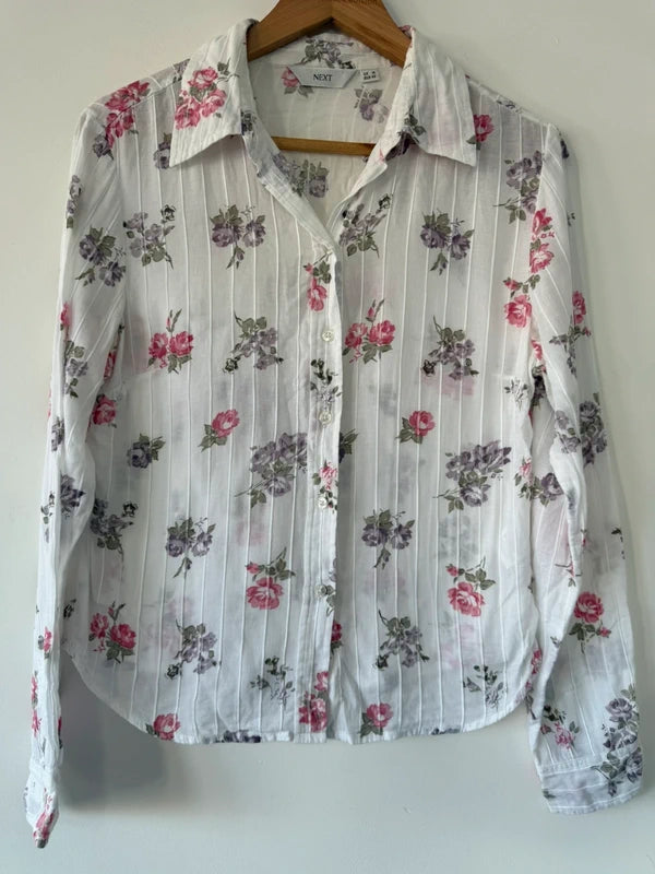 Next Floral 100% Cotton Blouse Shirt, photo 5 of 5
