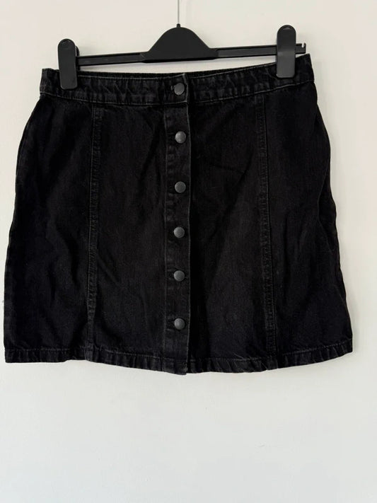 Primark Denim Button Skirt Black Grey, photo 2 of 3