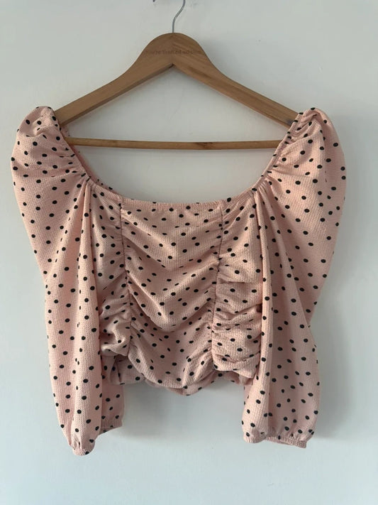 Miss Selfridge Pink Polka Dot Top, photo 2 of 3
