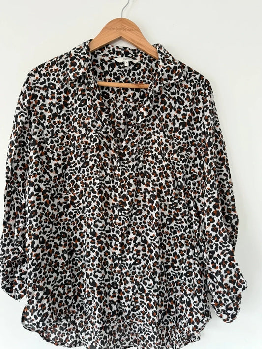 Next Leopard Print Brown and White Shirt, photo 2 of 5