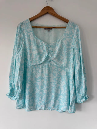 Hobbs Blue Floral Button Blouse, preloved