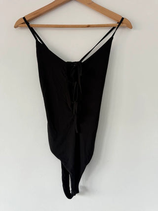 Pretty Little Thing Black Tie Up Body Suit, preloved