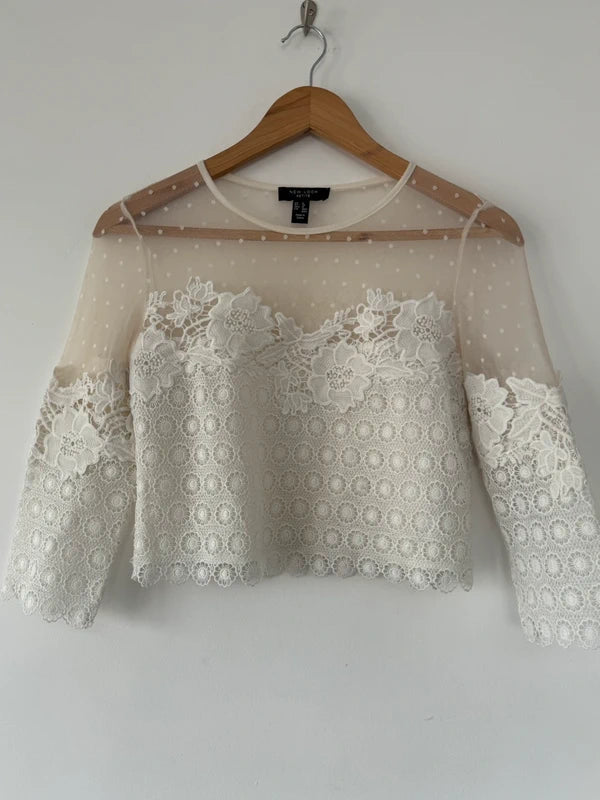 New Look Cream Lace Top Size 8 Petite, photo 4 of 4