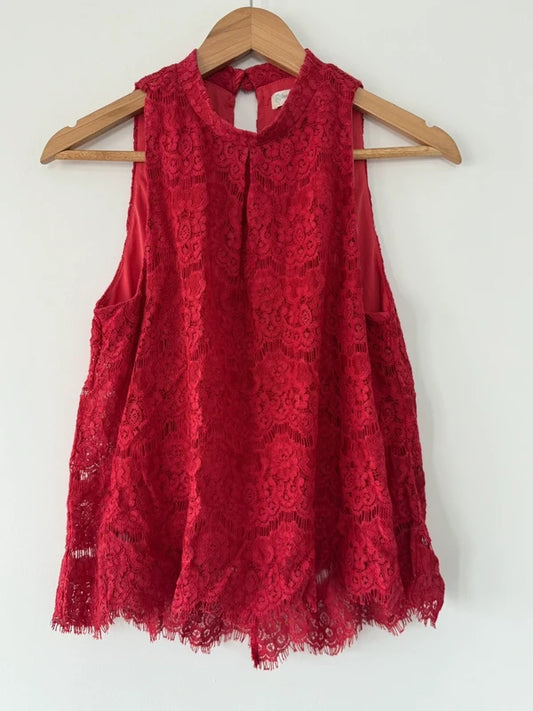 Love Fire Red Lace High Neck Top, photo 2 of 5