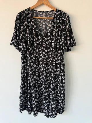 Matalan Black Floral Dress, preloved
