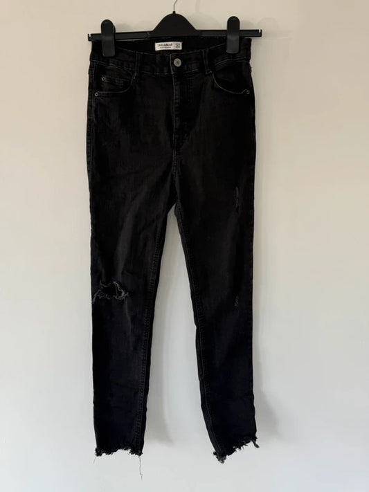 Pull and Bear Ripped Black Jeans Size EUR 38, photo 2 of 4