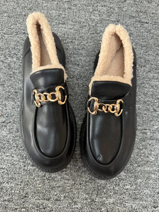 Shein Black Platform Loafer Style Shoes, preloved