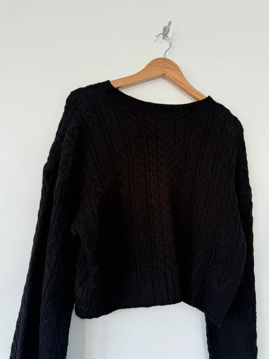 Shein Black Cable Knitted Jumper, photo 2 of 3