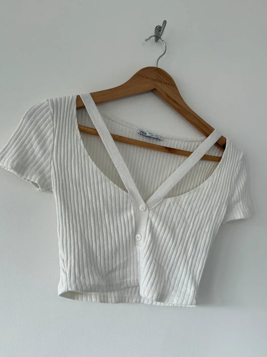 Zara White Crop Top, photo 2 of 3