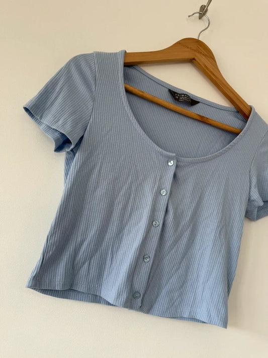 Primark Blue Button Crop Top, photo 2 of 3