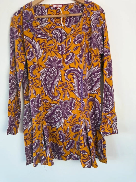 Joe browns mustard and purple print top, photo 2 of 5