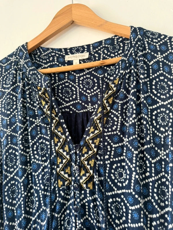 Monsoon navy patterned jumpsuit, photo 5 of 5