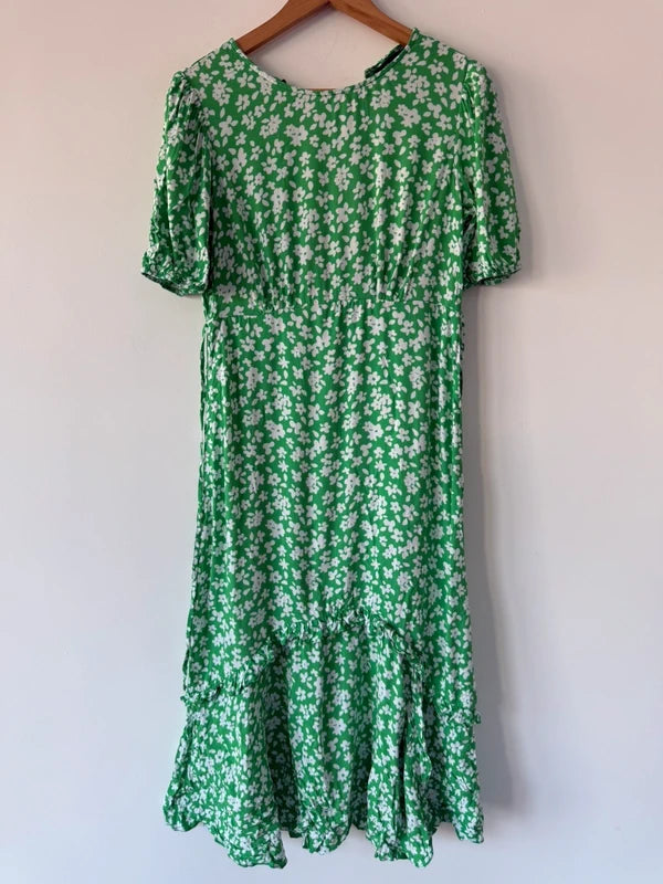 New Look Green Floral Midi Dress, preloved
