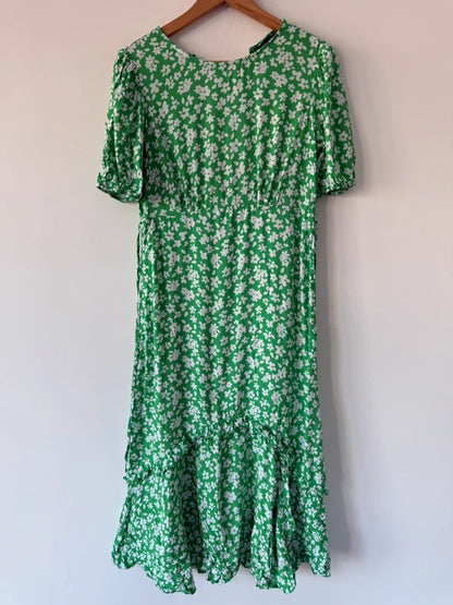 New Look Green Floral Midi Dress, preloved