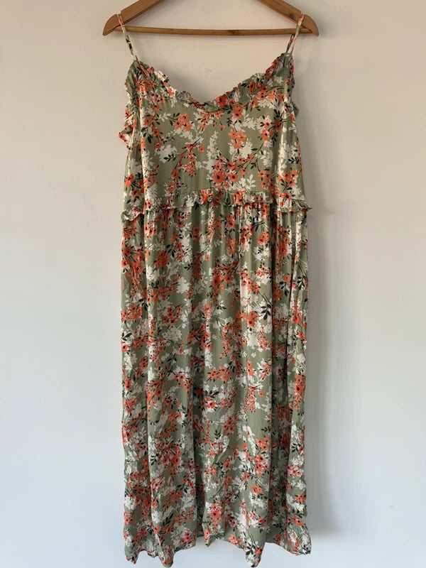 Primark Green Floral Long Dress, preloved