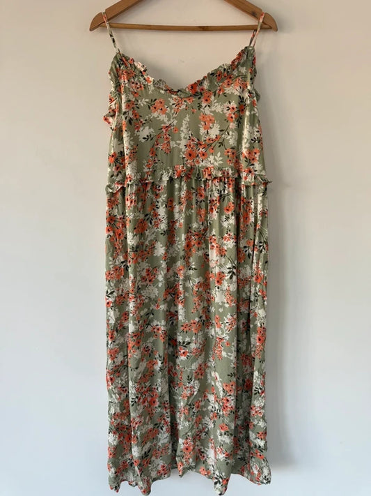 Primark Green Floral Long Dress, preloved