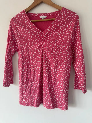 Cotton Traders Pink Floral Sleeve Top, preloved