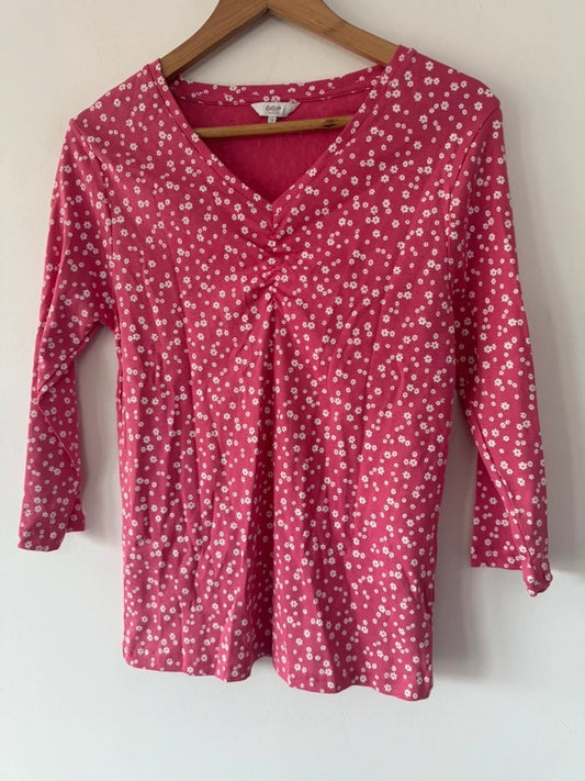 Cotton Traders Pink Floral Sleeve Top, preloved