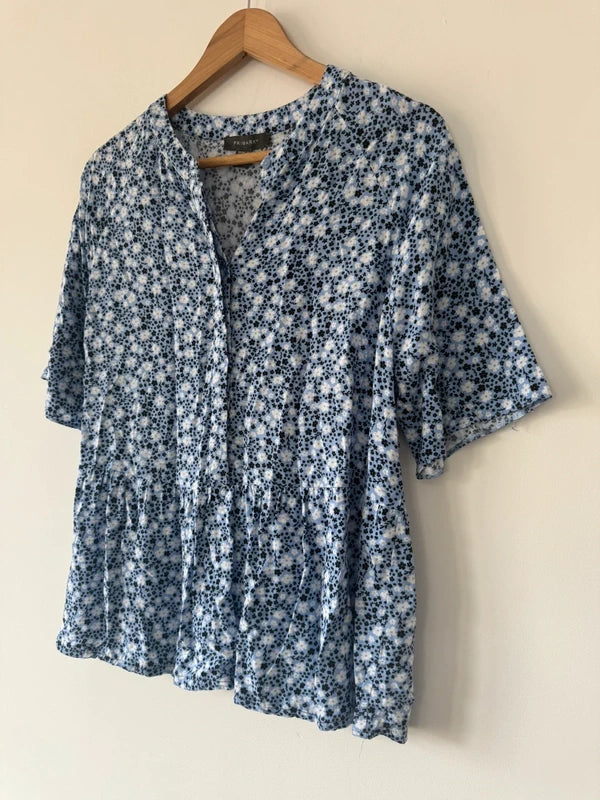 Primark Blue Floral Peplum Shirt Top, photo 3 of 5