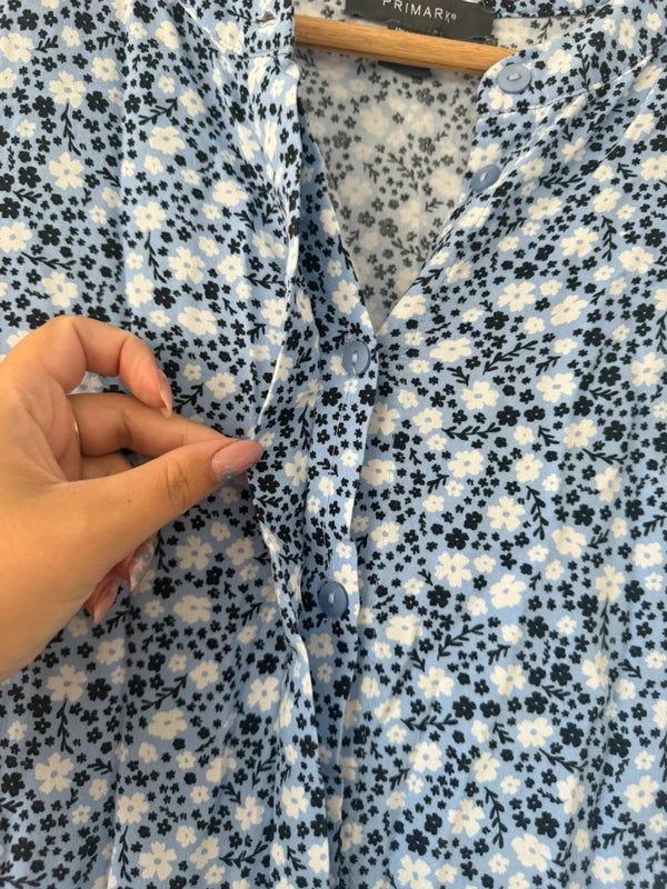 Primark Blue Floral Peplum Shirt Top, photo 5 of 5