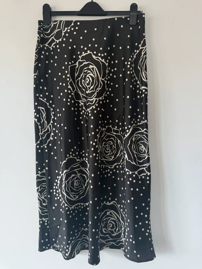 New Look Black Polka Dot Floral Skirt, photo 2 of 5