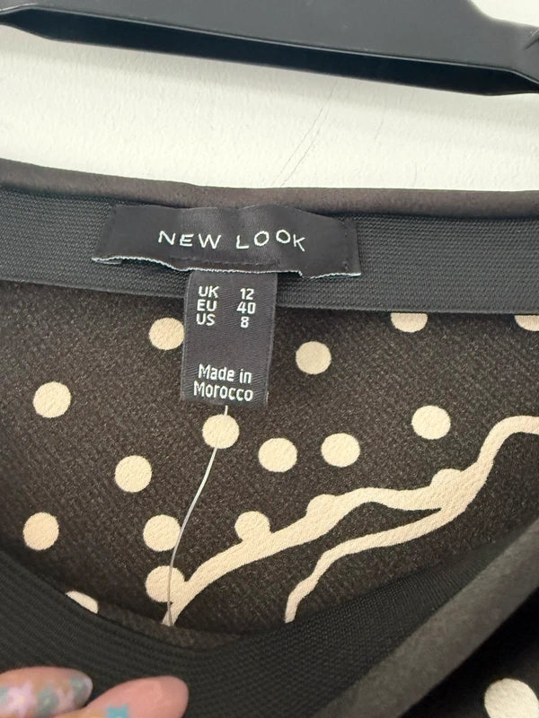 New Look Black Polka Dot Floral Skirt, photo 3 of 5