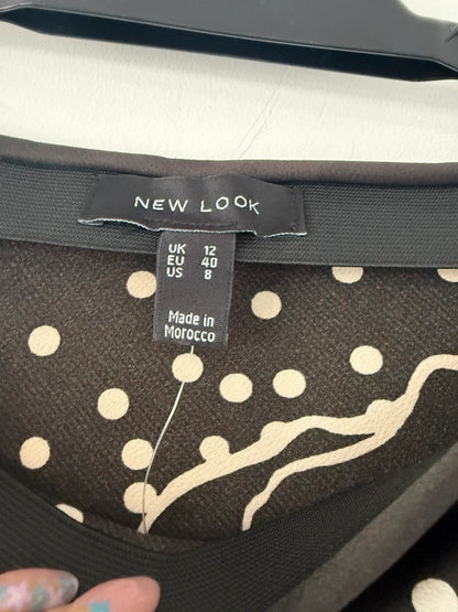 New Look Black Polka Dot Floral Skirt, photo 3 of 5