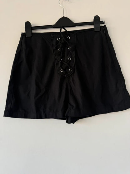 Primark Black Lace Up Shorts Size 14 New, preloved