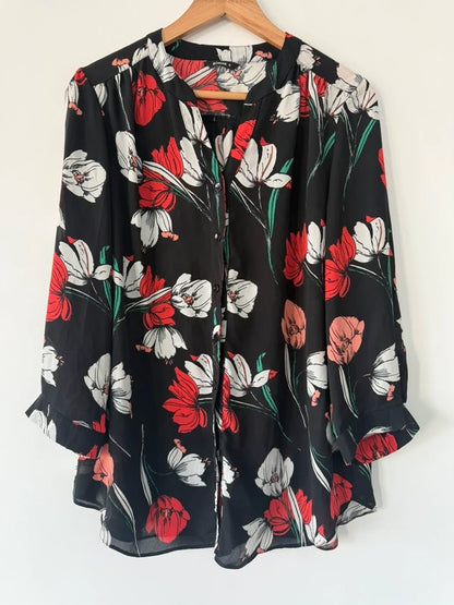 Roman Black Colourful Floral Blouse, photo 2 of 4