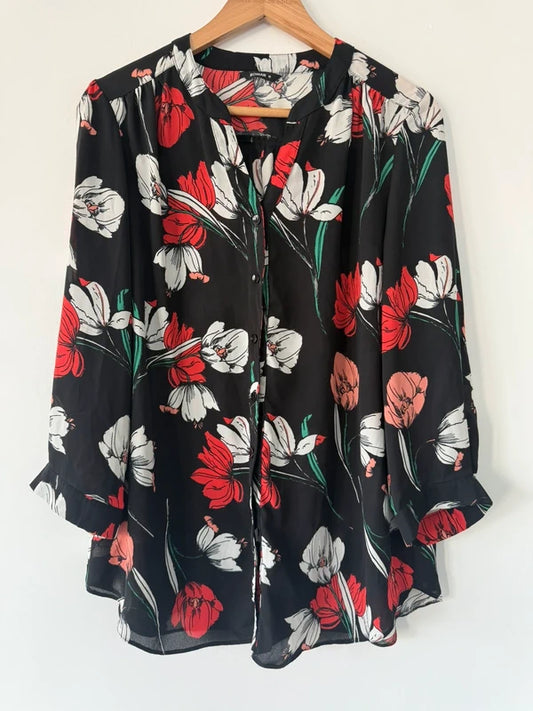 Roman Black Colourful Floral Blouse, photo 2 of 4