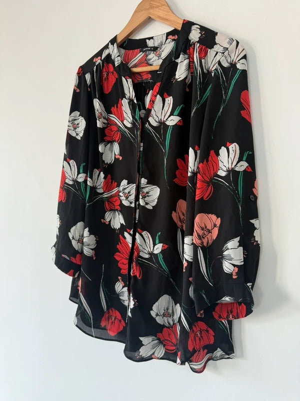 Roman Black Colourful Floral Blouse, photo 3 of 4