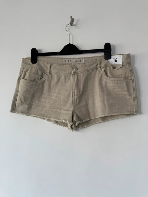 Primark Denim Beige Mini Shorts Size 16 New, preloved