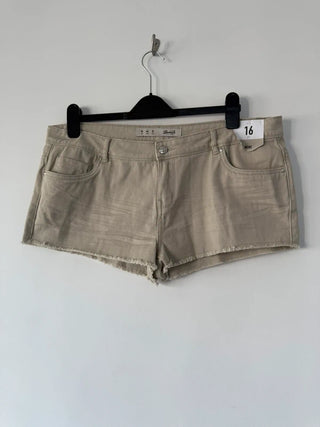 Primark Denim Beige Mini Shorts Size 16 New, preloved