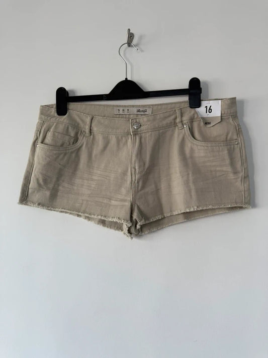 Primark Denim Beige Mini Shorts Size 16 New, preloved
