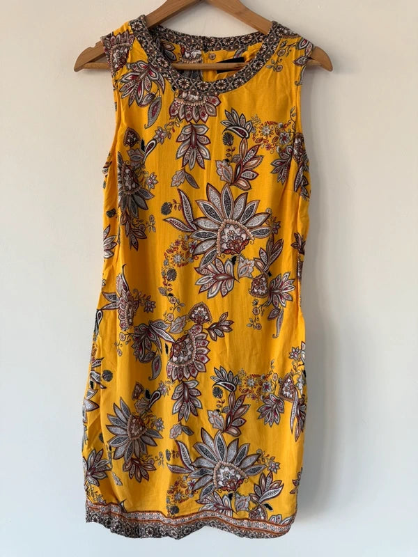 Wallis Yellow Patterned Dress, preloved