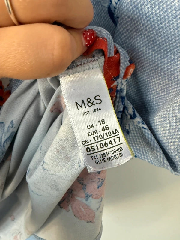 M&S Blue Floral Summer Dress, photo 4 of 5