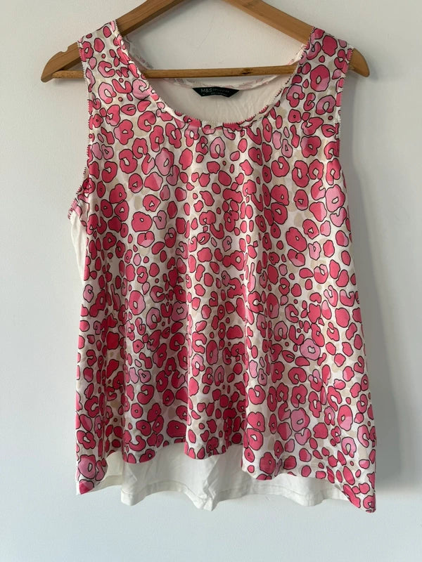 M&S Pink Leopard Print Vest Top, preloved