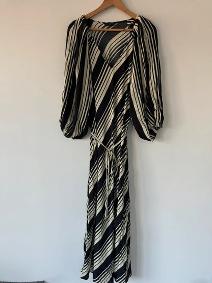 F&F Black and Cream Striped Dress, preloved